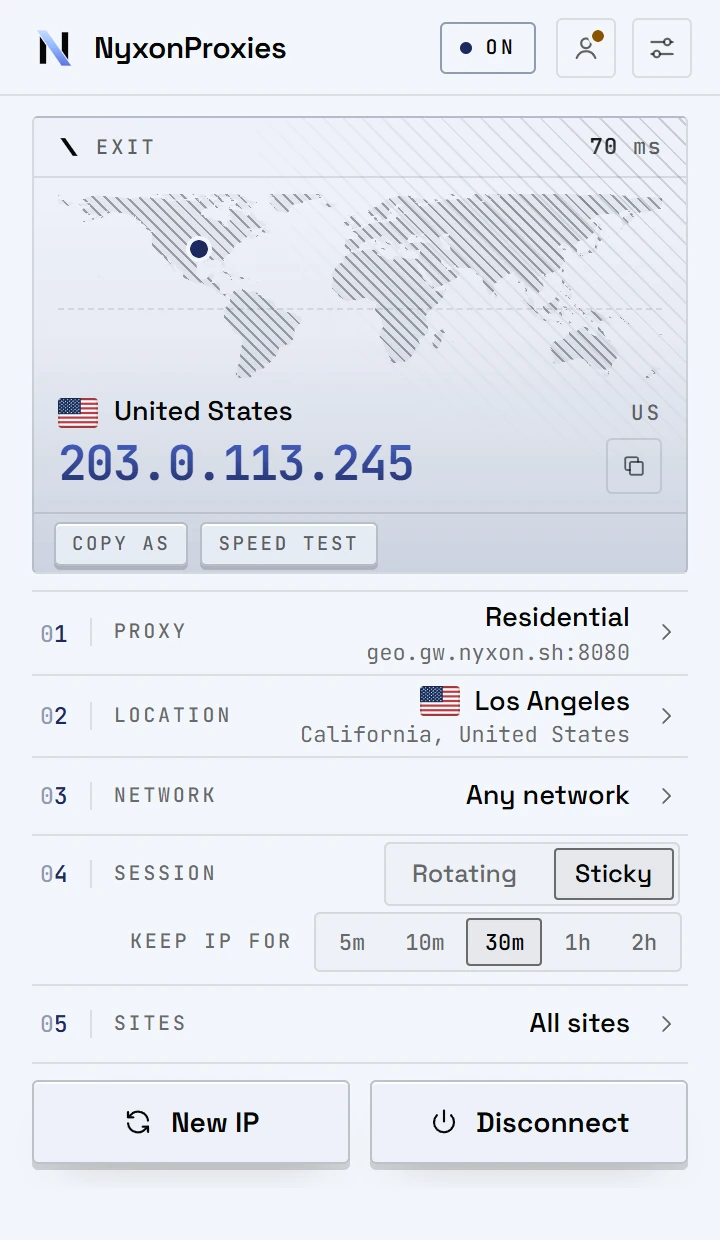 The extension popup: hold an ip, or don't